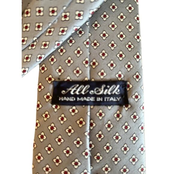 Vintage Italian All Silk Tie Lot – Handmade in Italy, English Print Gray & Navy - Picture 3 of 6